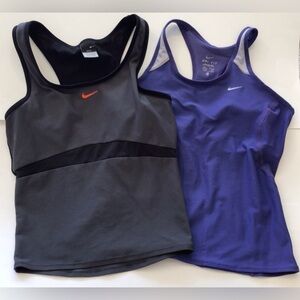 2 Nike Running Womens L Tank Top Sleeveless Dri-Fit Activewear Workout Pockets